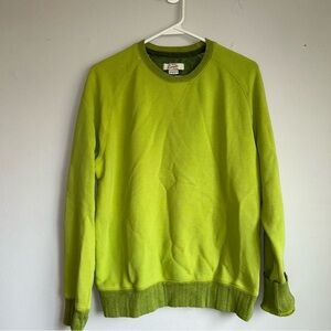 Lands' End Bright Green Crewneck Sweater, cotton, ribbed cuff and hem.